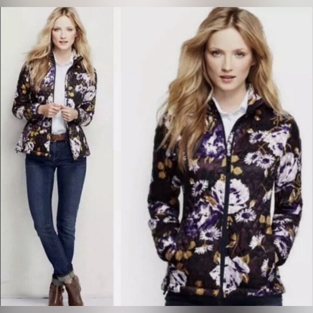Lands’ End Women XL 18 Primaloft Floral Jacket Lightweight Coat Quilted - Picture 7 of 7